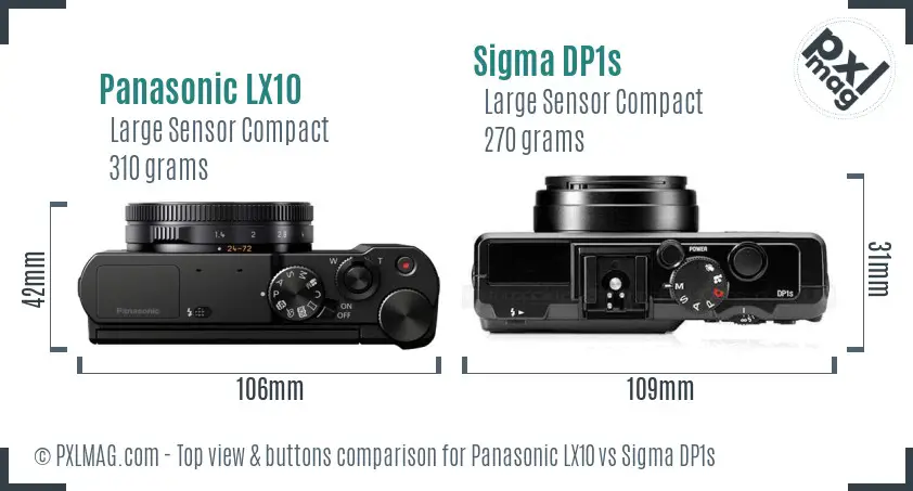 Panasonic LX10 vs Sigma DP1s top view buttons comparison