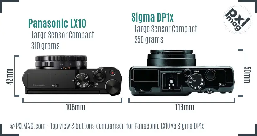 Panasonic LX10 vs Sigma DP1x top view buttons comparison