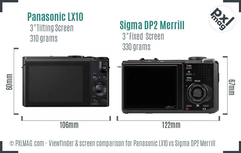 Panasonic LX10 vs Sigma DP2 Merrill Screen and Viewfinder comparison