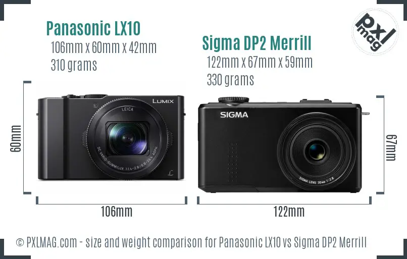 Panasonic LX10 vs Sigma DP2 Merrill size comparison