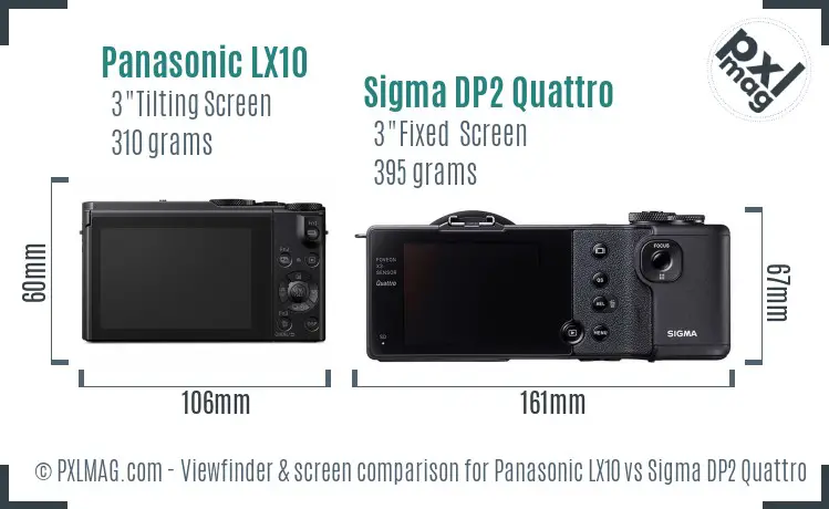 Panasonic LX10 vs Sigma DP2 Quattro Screen and Viewfinder comparison