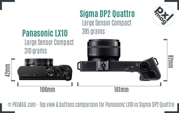 Panasonic LX10 vs Sigma DP2 Quattro top view buttons comparison