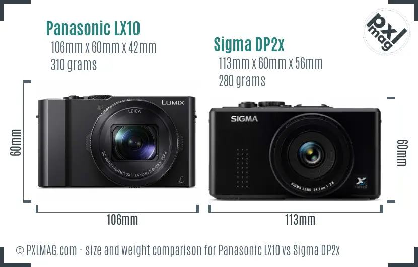 Panasonic LX10 vs Sigma DP2x size comparison