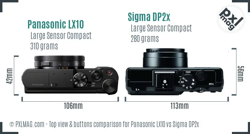 Panasonic LX10 vs Sigma DP2x top view buttons comparison