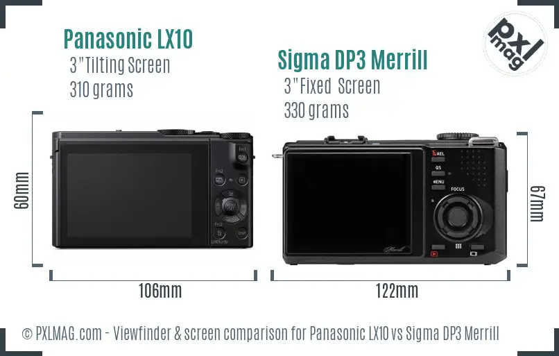 Panasonic LX10 vs Sigma DP3 Merrill Screen and Viewfinder comparison