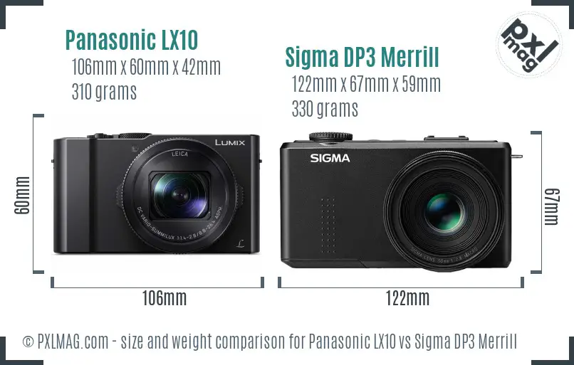 Panasonic LX10 vs Sigma DP3 Merrill size comparison