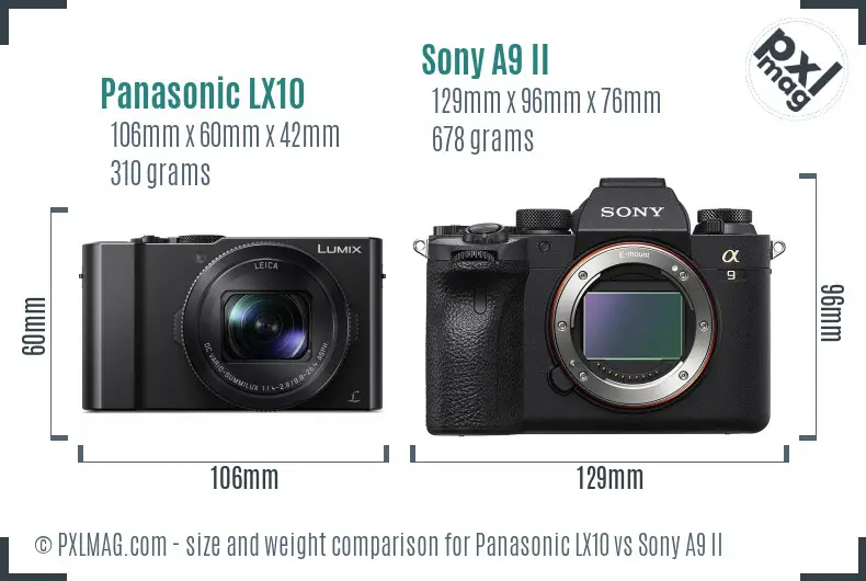 Panasonic LX10 vs Sony A9 II size comparison