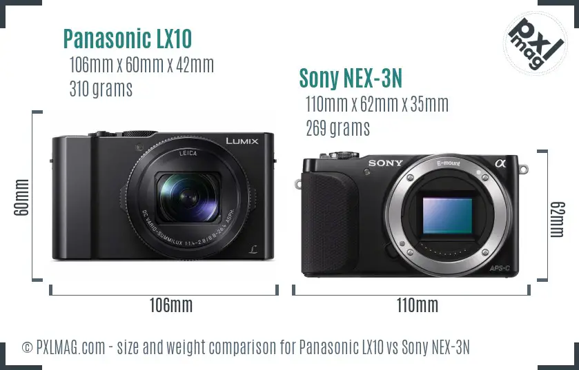 Panasonic LX10 vs Sony NEX-3N size comparison