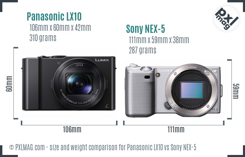 Panasonic LX10 vs Sony NEX-5 size comparison