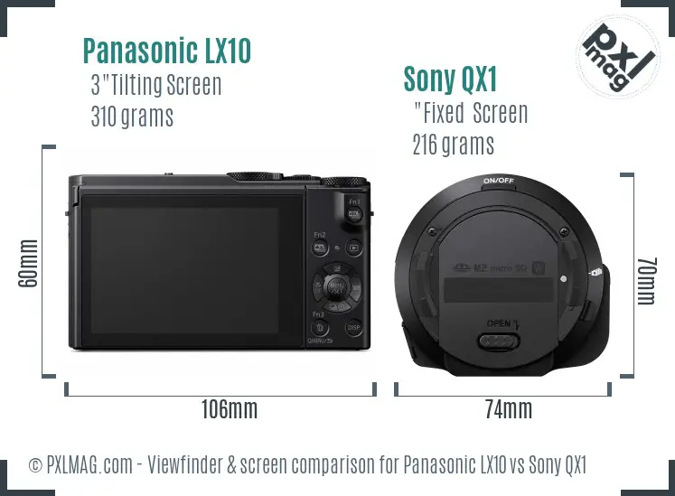 Panasonic LX10 vs Sony QX1 Screen and Viewfinder comparison Panasonic LX10 vs Sony QX1 Screen and Viewfinder comparison