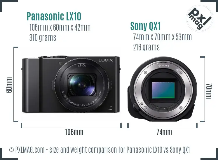 Panasonic LX10 vs Sony QX1 size comparison Panasonic LX10 vs Sony QX1 size comparison