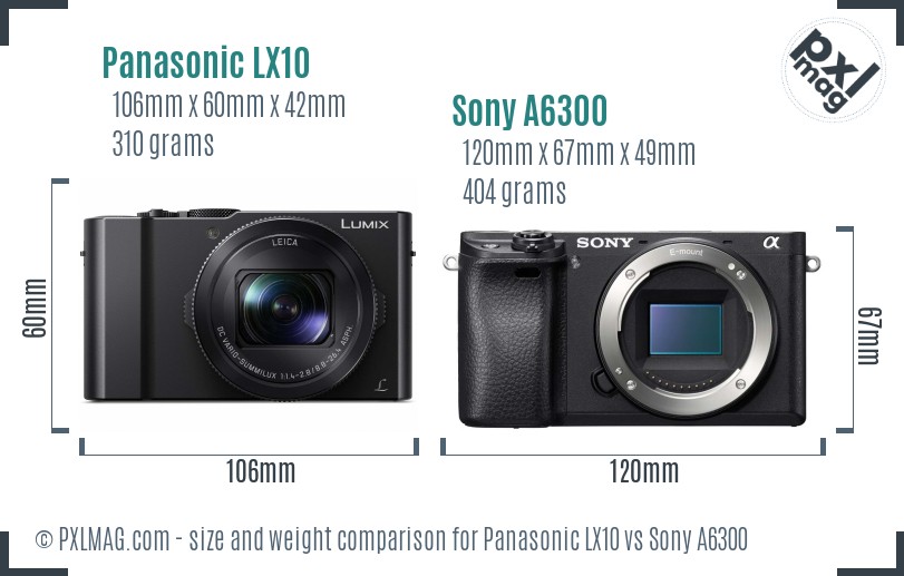 Panasonic LX10 vs Sony A6300 size comparison Panasonic LX10 vs Sony A6300 size comparison