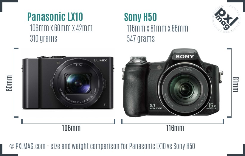 Panasonic LX10 vs Sony H50 size comparison Panasonic LX10 vs Sony H50 size comparison
