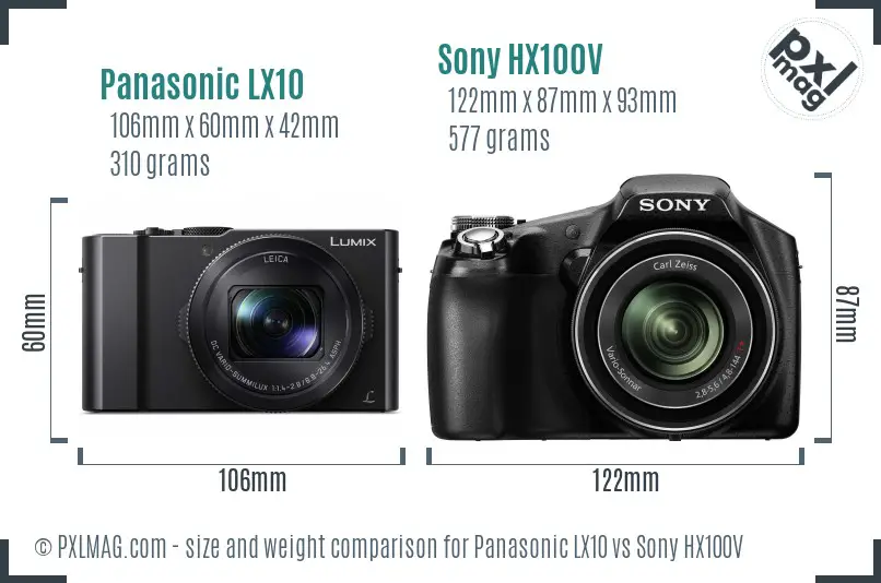 Panasonic LX10 vs Sony HX100V size comparison Panasonic LX10 vs Sony HX100V size comparison