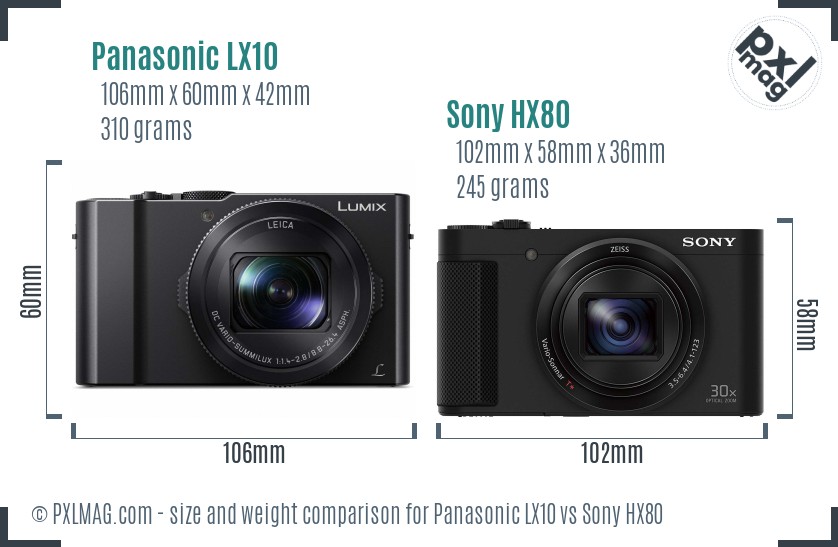 Panasonic LX10 vs Sony HX80 size comparison Panasonic LX10 vs Sony HX80 size comparison