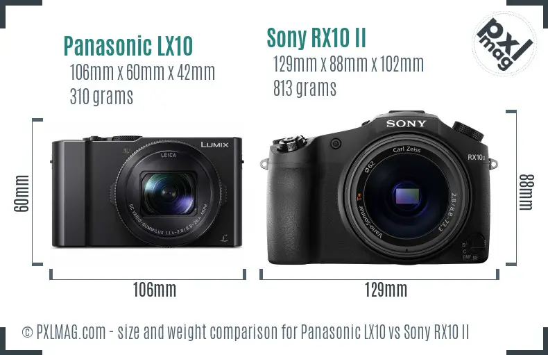 Panasonic LX10 vs Sony RX10 II size comparison