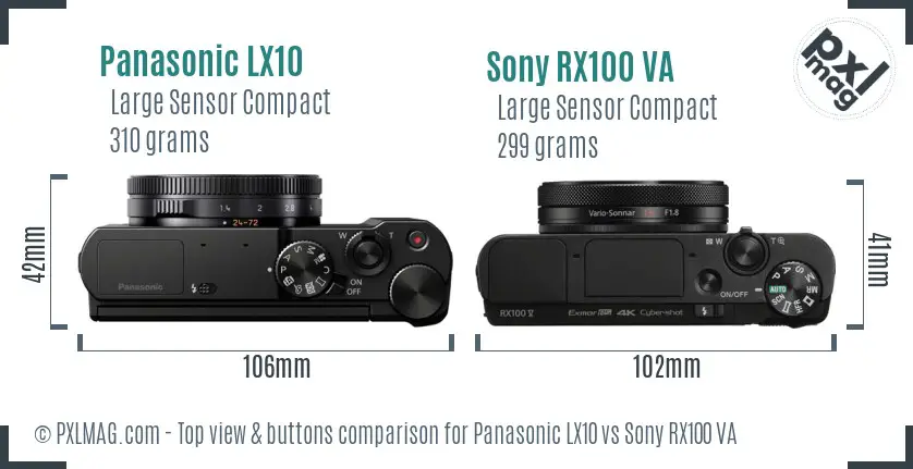 Panasonic LX10 vs Sony RX100 VA top view buttons comparison