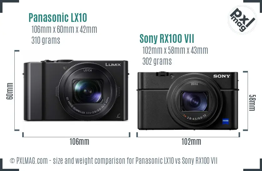 Panasonic LX10 vs Sony RX100 VII size comparison