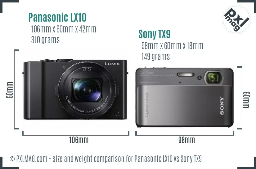 Panasonic LX10 vs Sony TX9 size comparison
