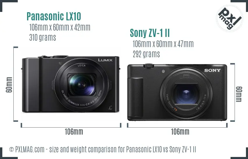 Panasonic LX10 vs Sony ZV-1 II size comparison