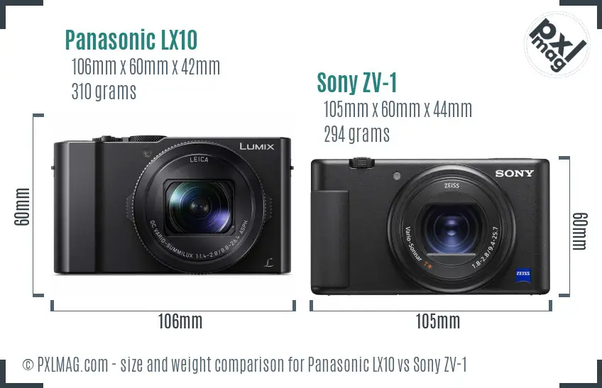 Panasonic LX10 vs Sony ZV-1 size comparison