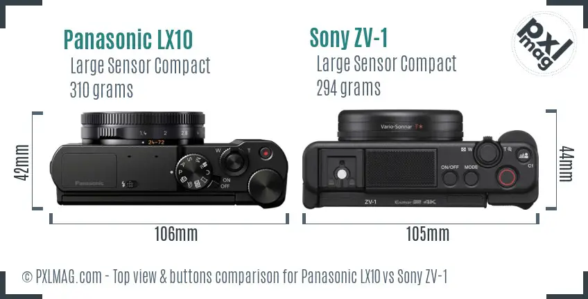 Panasonic LX10 vs Sony ZV-1 top view buttons comparison
