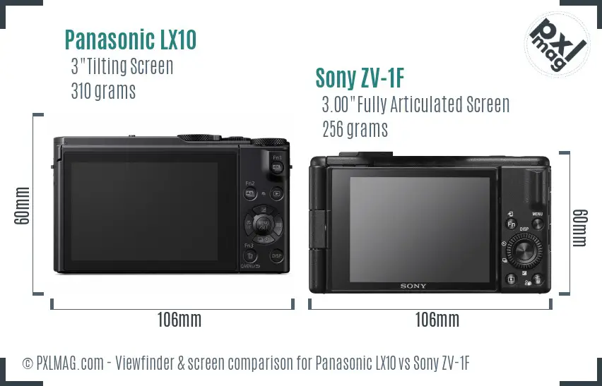 Panasonic LX10 vs Sony ZV-1F Screen and Viewfinder comparison