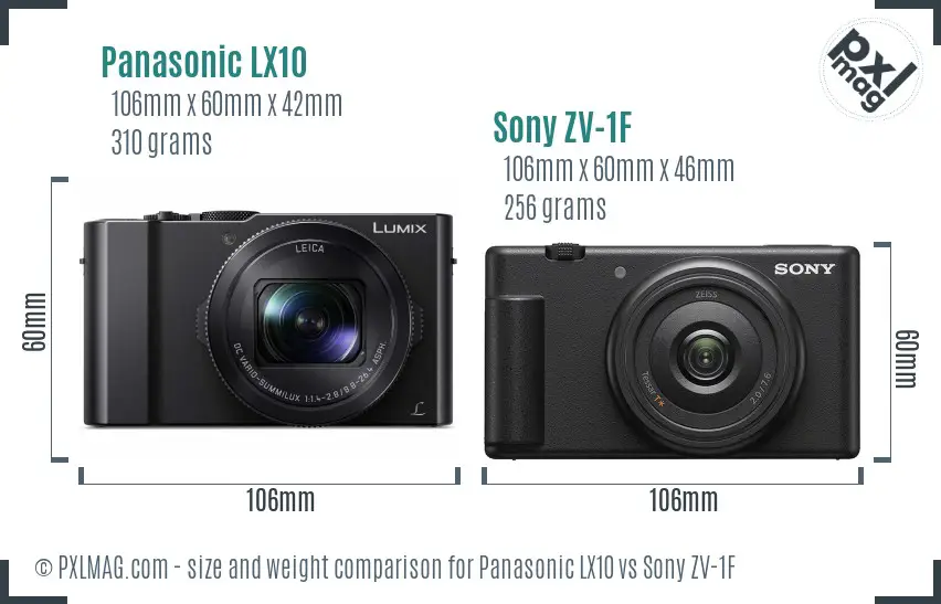 Panasonic LX10 vs Sony ZV-1F size comparison