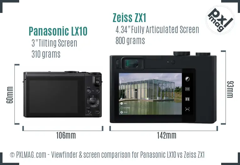 Panasonic LX10 vs Zeiss ZX1 Screen and Viewfinder comparison