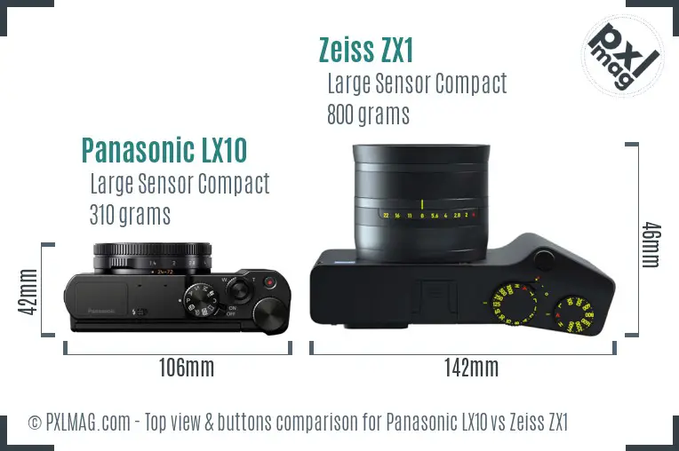 Panasonic LX10 vs Zeiss ZX1 top view buttons comparison