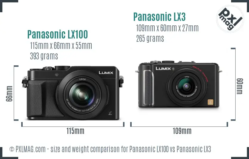 Panasonic LX100 vs Panasonic LX3 size comparison