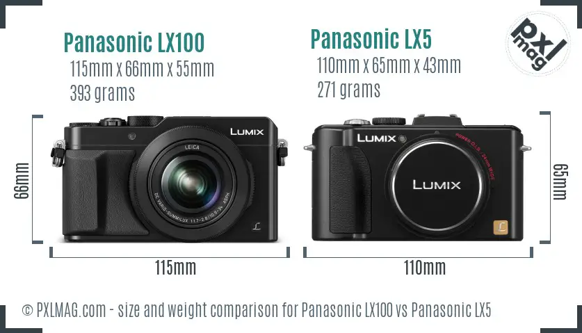 Panasonic LX100 vs Panasonic LX5 size comparison