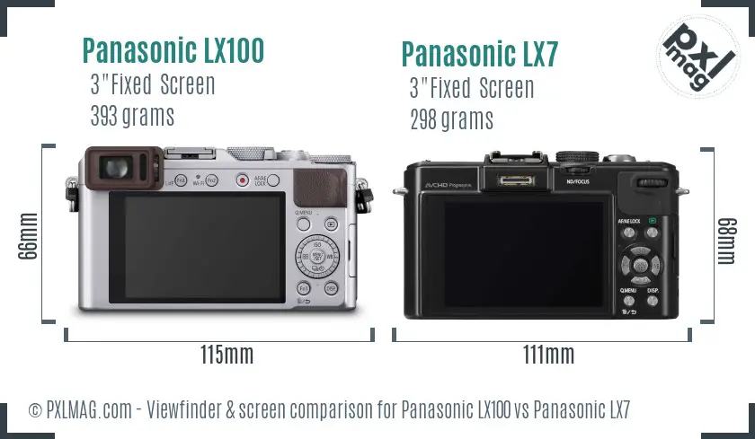 Panasonic LX100 vs Panasonic LX7 Screen and Viewfinder comparison