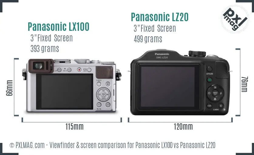 Panasonic LX100 vs Panasonic LZ20 Screen and Viewfinder comparison