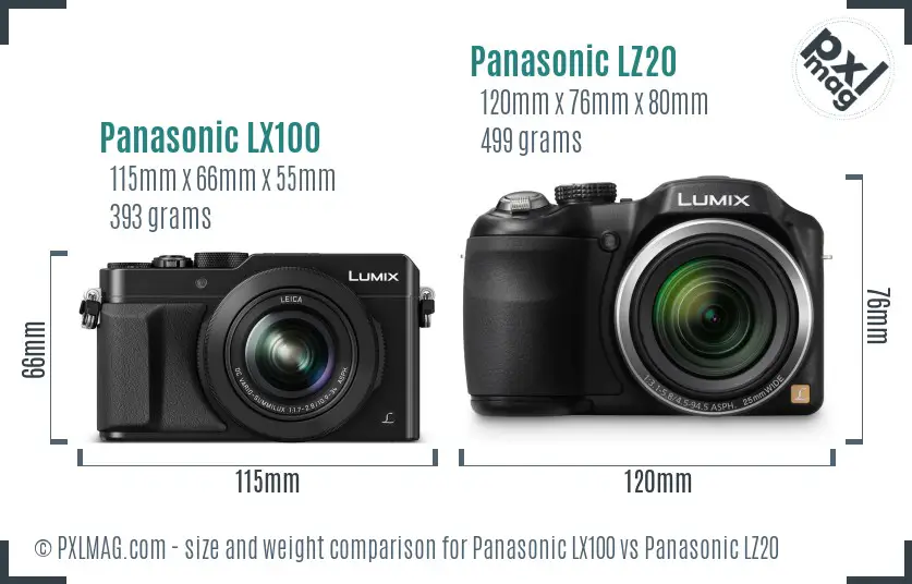 Panasonic LX100 vs Panasonic LZ20 size comparison
