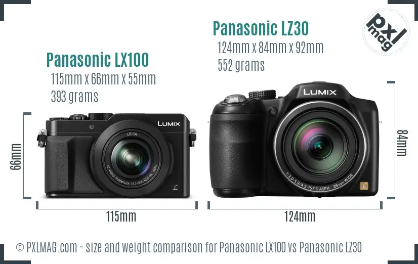 Panasonic LX100 vs Panasonic LZ30 size comparison