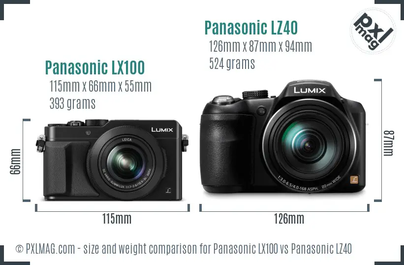 Panasonic LX100 vs Panasonic LZ40 size comparison