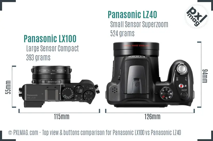 Panasonic LX100 vs Panasonic LZ40 top view buttons comparison
