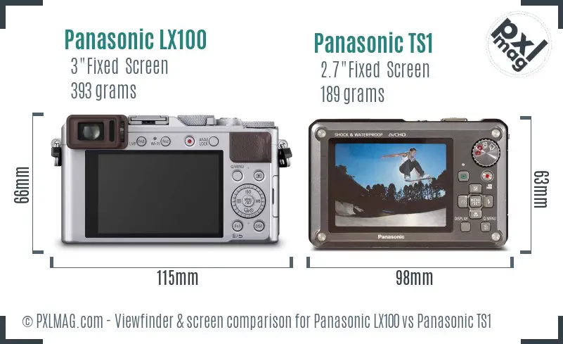 Panasonic LX100 vs Panasonic TS1 Screen and Viewfinder comparison
