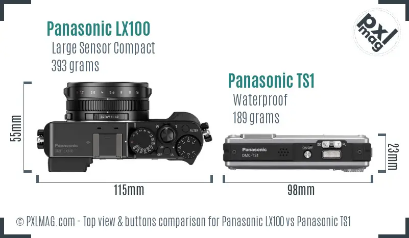 Panasonic LX100 vs Panasonic TS1 top view buttons comparison