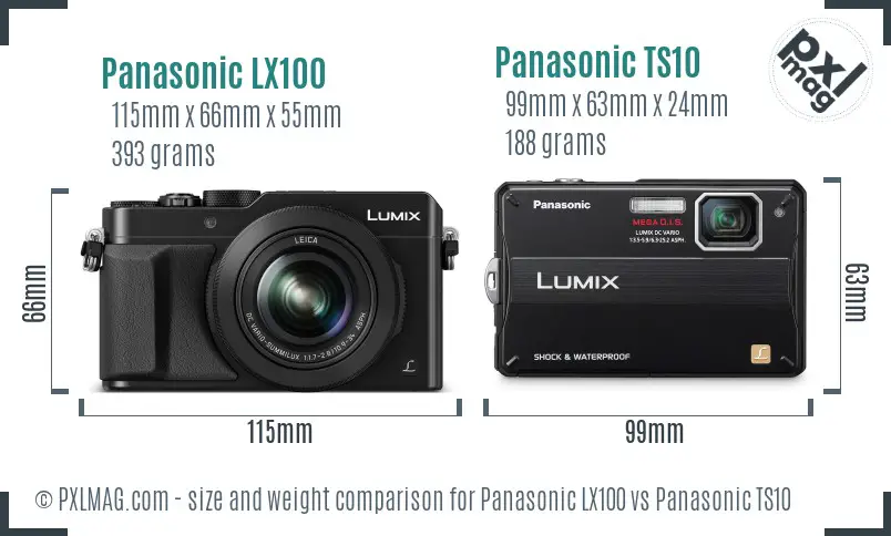 Panasonic LX100 vs Panasonic TS10 size comparison