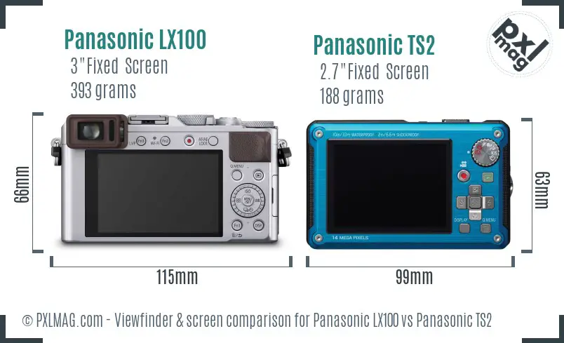 Panasonic LX100 vs Panasonic TS2 Screen and Viewfinder comparison