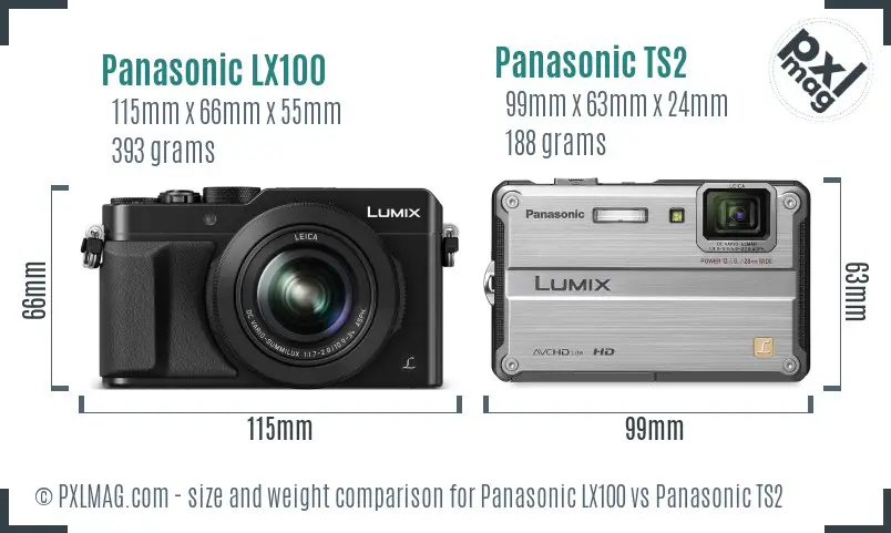 Panasonic LX100 vs Panasonic TS2 size comparison