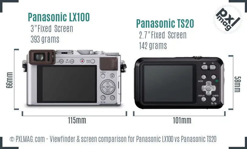 Panasonic LX100 vs Panasonic TS20 Screen and Viewfinder comparison