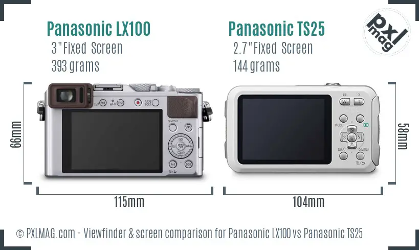 Panasonic LX100 vs Panasonic TS25 Screen and Viewfinder comparison