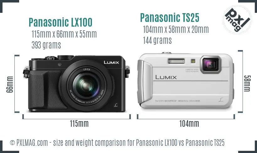 Panasonic LX100 vs Panasonic TS25 size comparison
