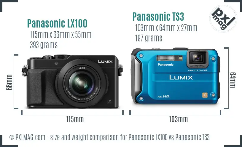 Panasonic LX100 vs Panasonic TS3 size comparison