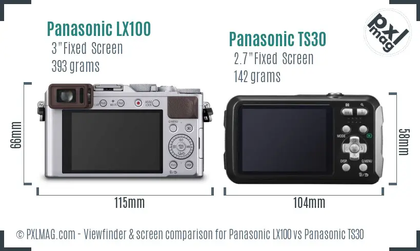 Panasonic LX100 vs Panasonic TS30 Screen and Viewfinder comparison