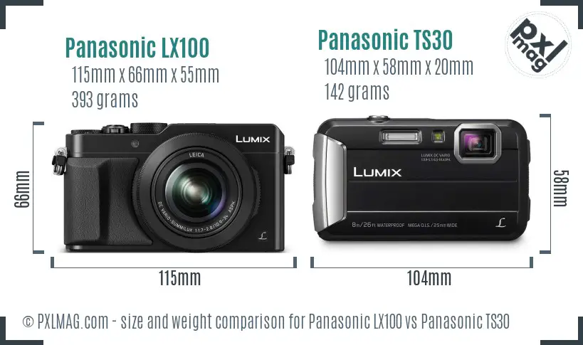 Panasonic LX100 vs Panasonic TS30 size comparison