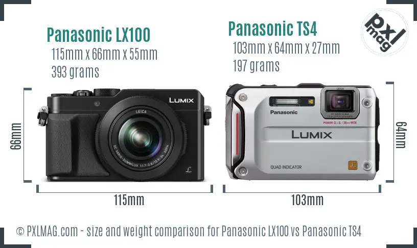 Panasonic LX100 vs Panasonic TS4 size comparison